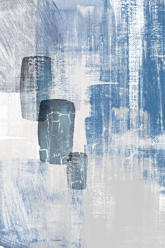 Indigo Abstract Forms by Sally Ann Moss — canvas wall art