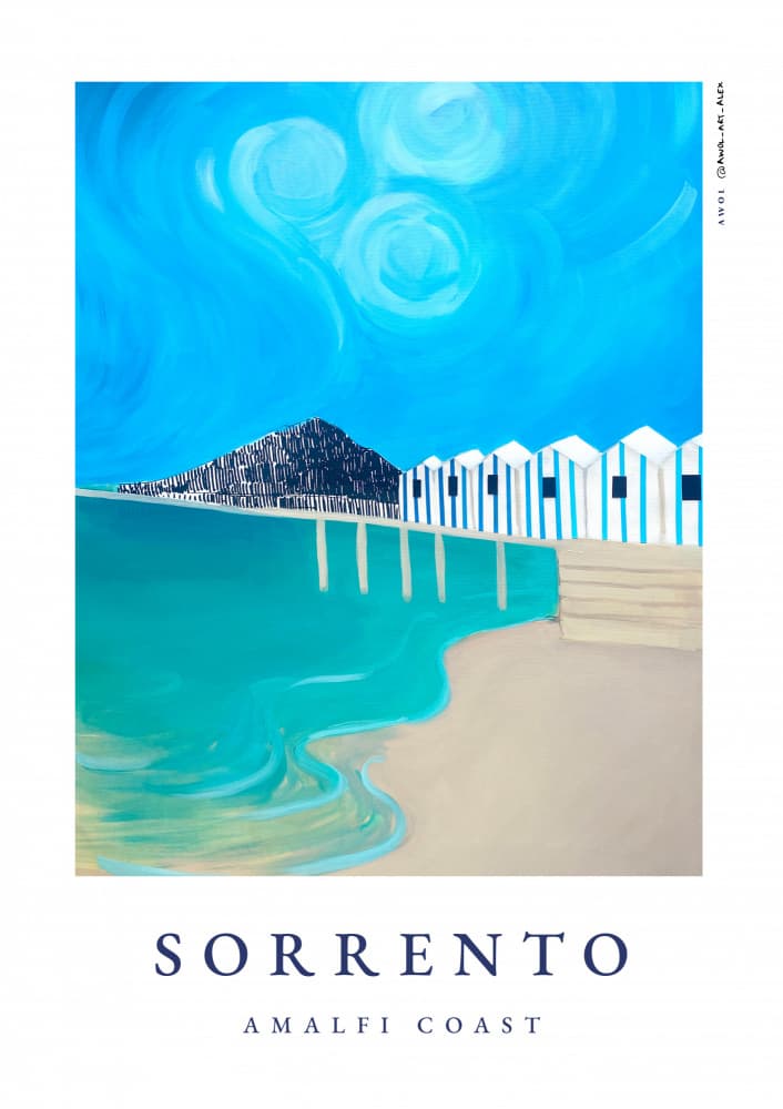 Sorrento Amalfi Coast Beach by Awol Art Alex — canvas wall art