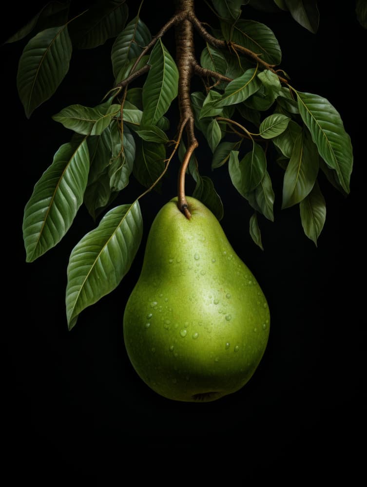 Dewy Green Pear by Bilge Paksoylu — canvas wall art