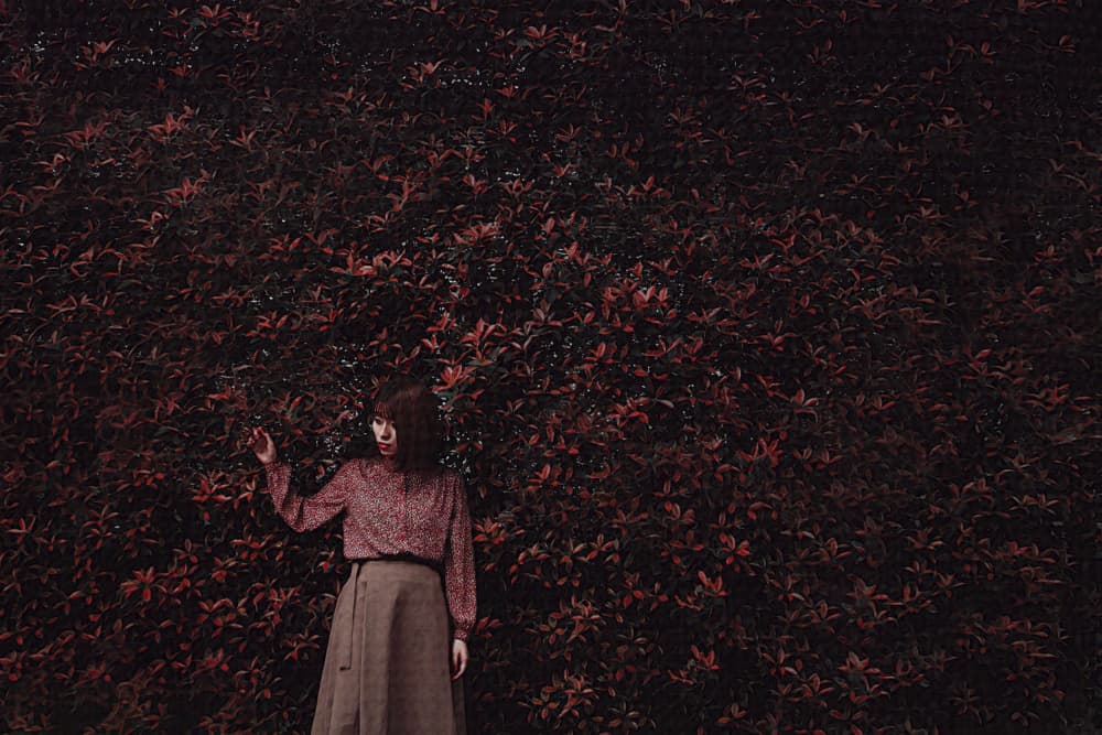 Woman In Red Foliage by Kazuya Hashizume — canvas wall art