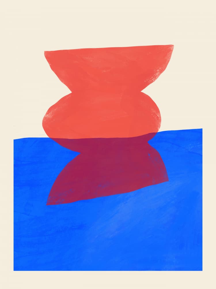 Balanced Red Forms Reflection by Little Dean — canvas wall art