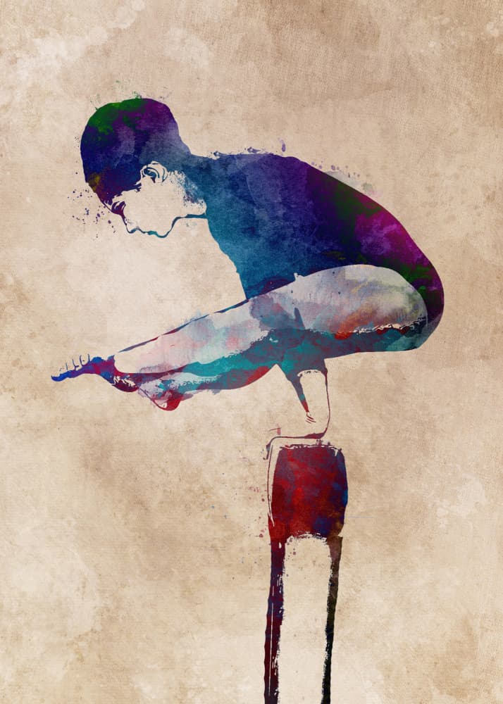 Watercolor Balance Pose by Justyna Jaszke — canvas wall art