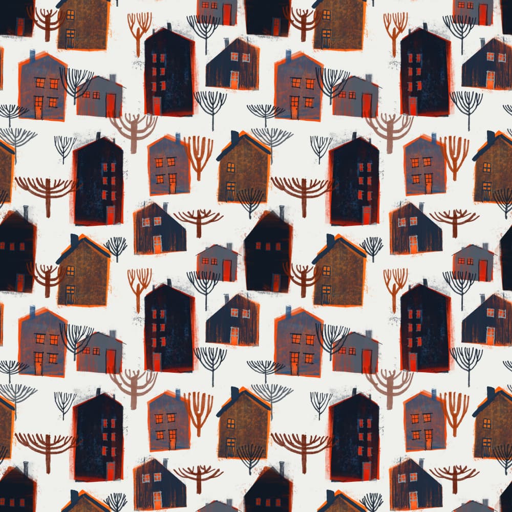 Charming Village Pattern by MANSI SAXENA — canvas wall art