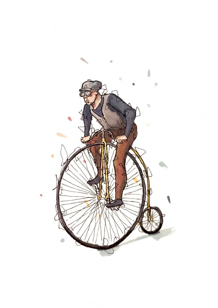 Vintage Penny Farthing Rider by Borgenhag Holmqvist — canvas wall art