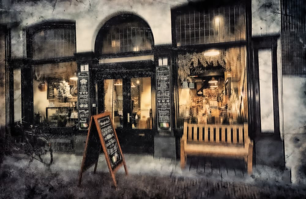 Cozy Night Cafe by Jan van der Linden — canvas wall art