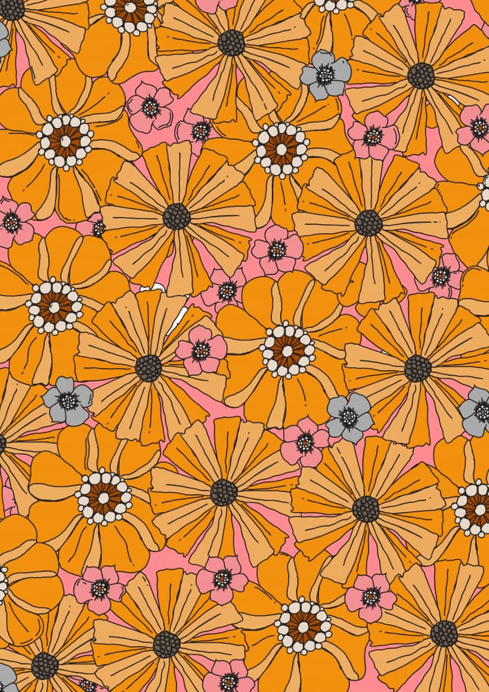 Groovy Pink Orange Flowers