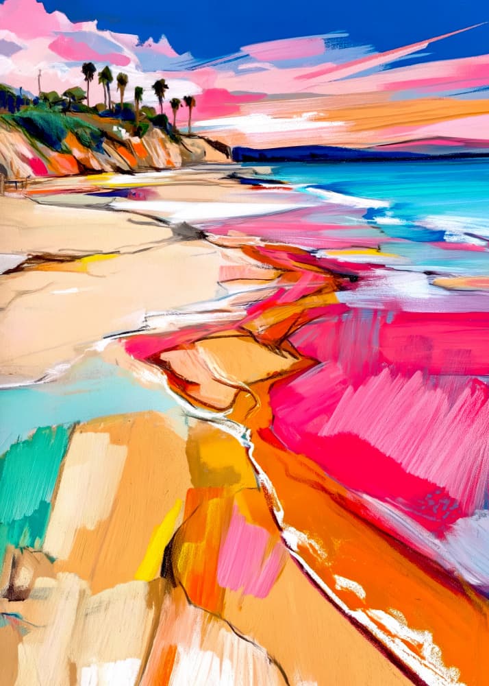 Vibrant Coastal Sunset by Justyna Jaszke — canvas wall art