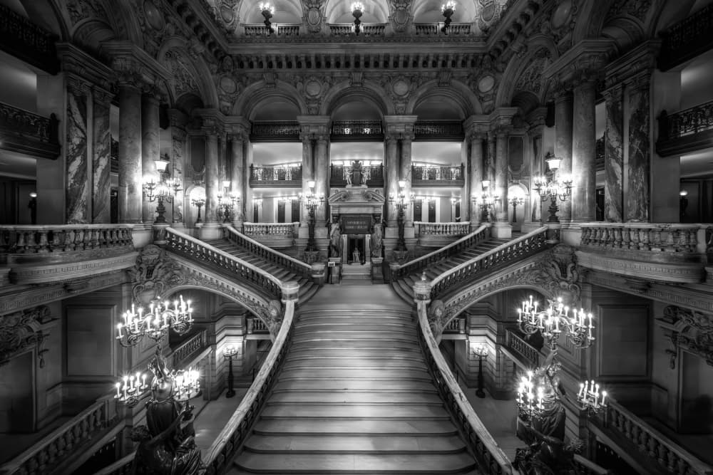 Grand Opera Staircase by Rodrigo Núñez Buj — canvas wall art