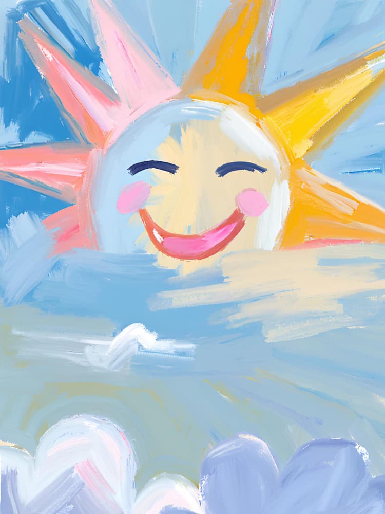 Happy Sun Peeking Out by Ohkimiko — canvas wall art