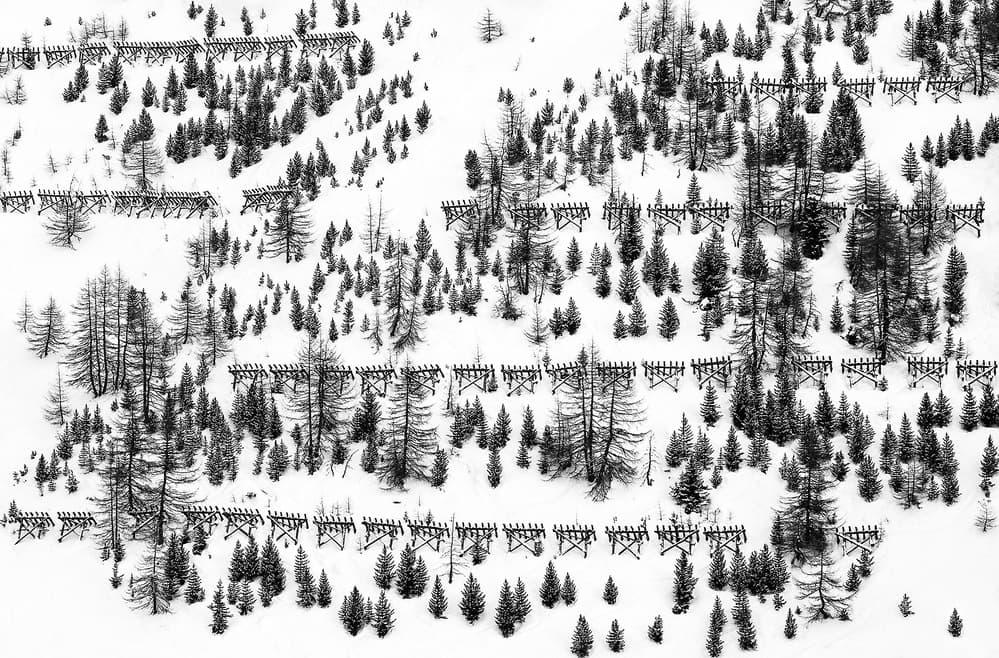 Alpine Snow Barriers by Uschi Hermann — canvas wall art