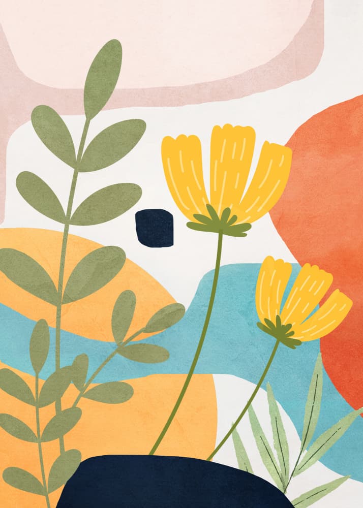 Abstract Yellow Flowers by Flow Line — canvas wall art