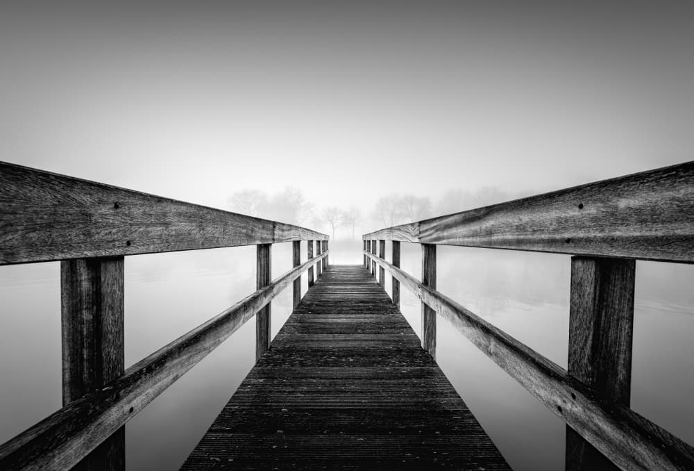 Foggy Wooden Pier by Christophe Staelens — canvas wall art