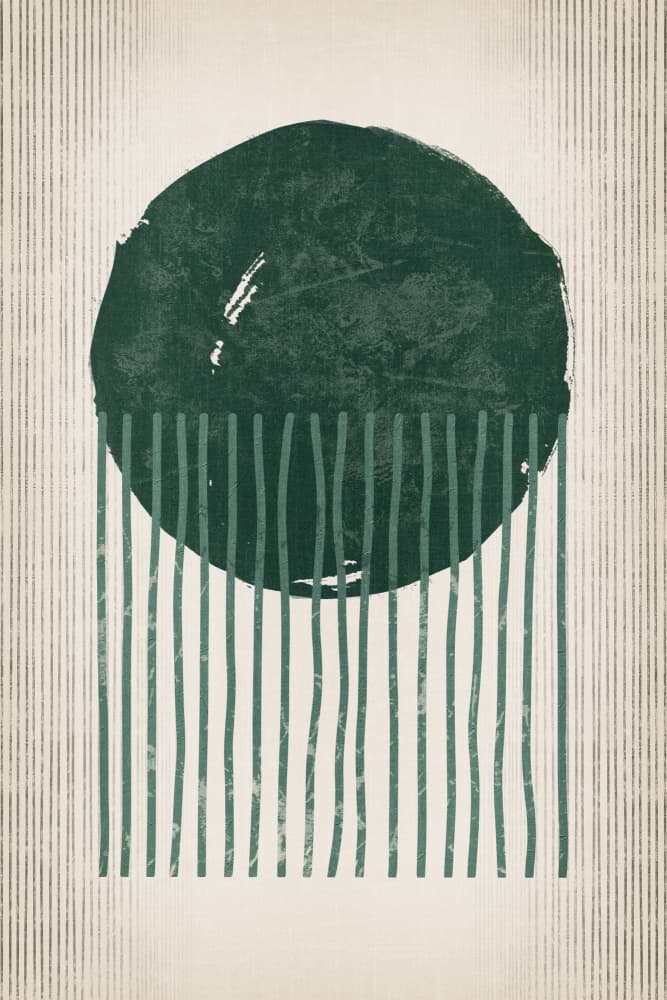 Deep Green Falling Lines by Ema Paraschiv — canvas wall art