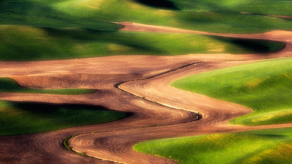 Winding Farm Fields by Aidong Ning — canvas wall art