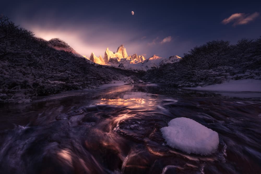 Golden Fitz Roy River by Simon Roppel — canvas wall art