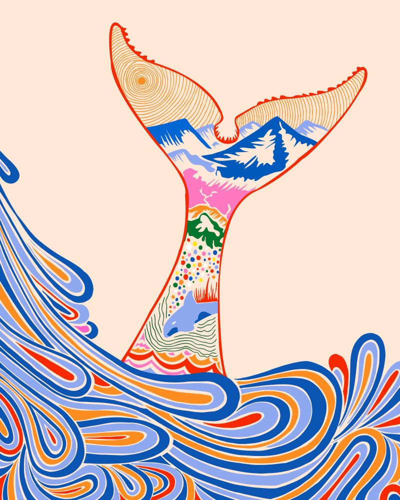 Vibrant Ocean Whale by Kintsugi99 — canvas wall art