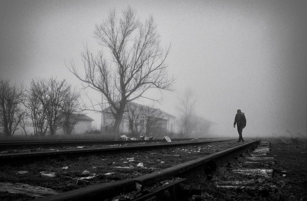 Lonely Foggy Tracks by Jose C. Lobato — canvas wall art