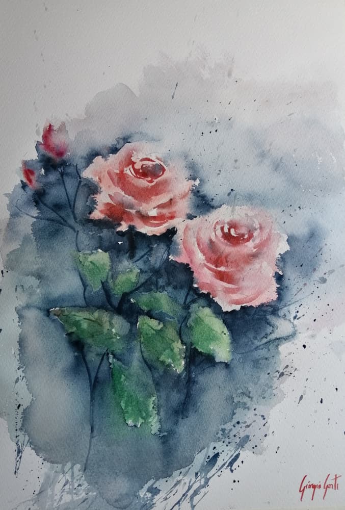 Pink Watercolor Roses by Giorgio Gosti — canvas wall art