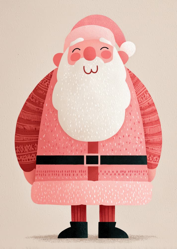 Happy Pink Santa by Justyna Jaszke — canvas wall art