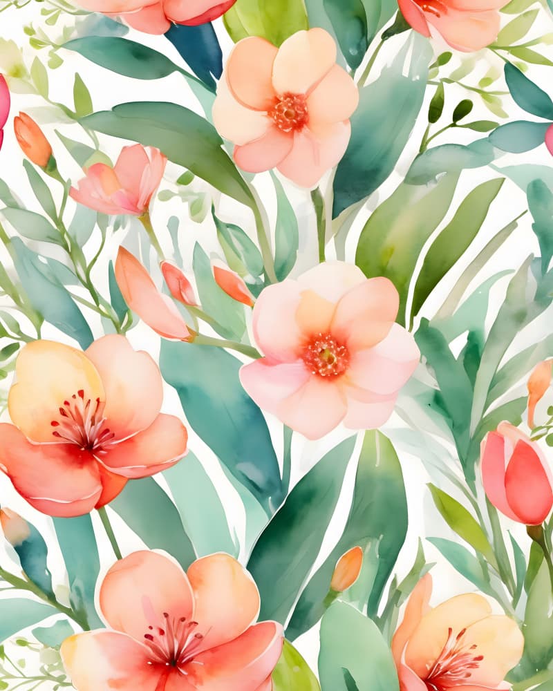 Peach Watercolor Blooms by Kintsugi99 — canvas wall art