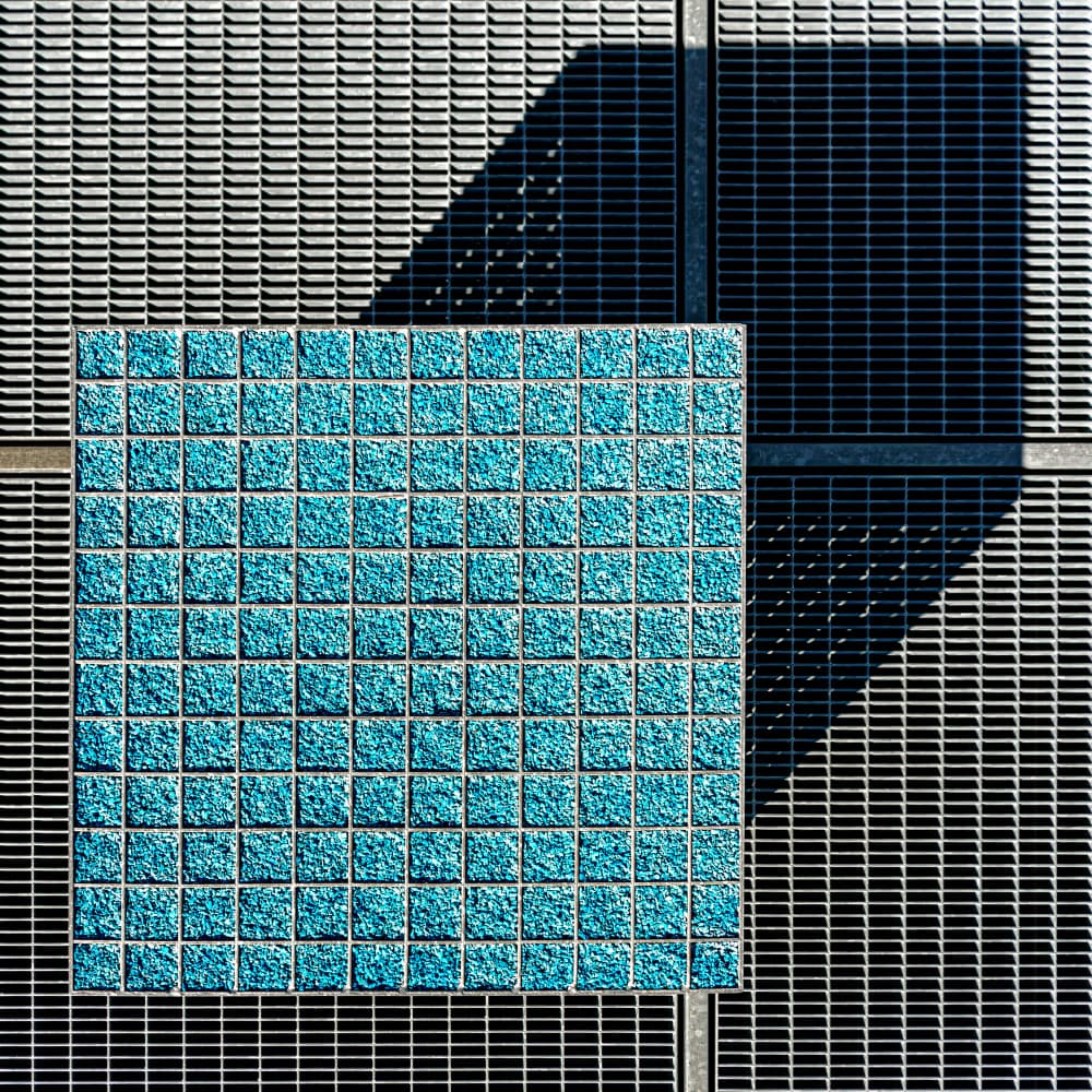 Blue Mosaic Grid Shadow by Stephan Rückert — canvas wall art