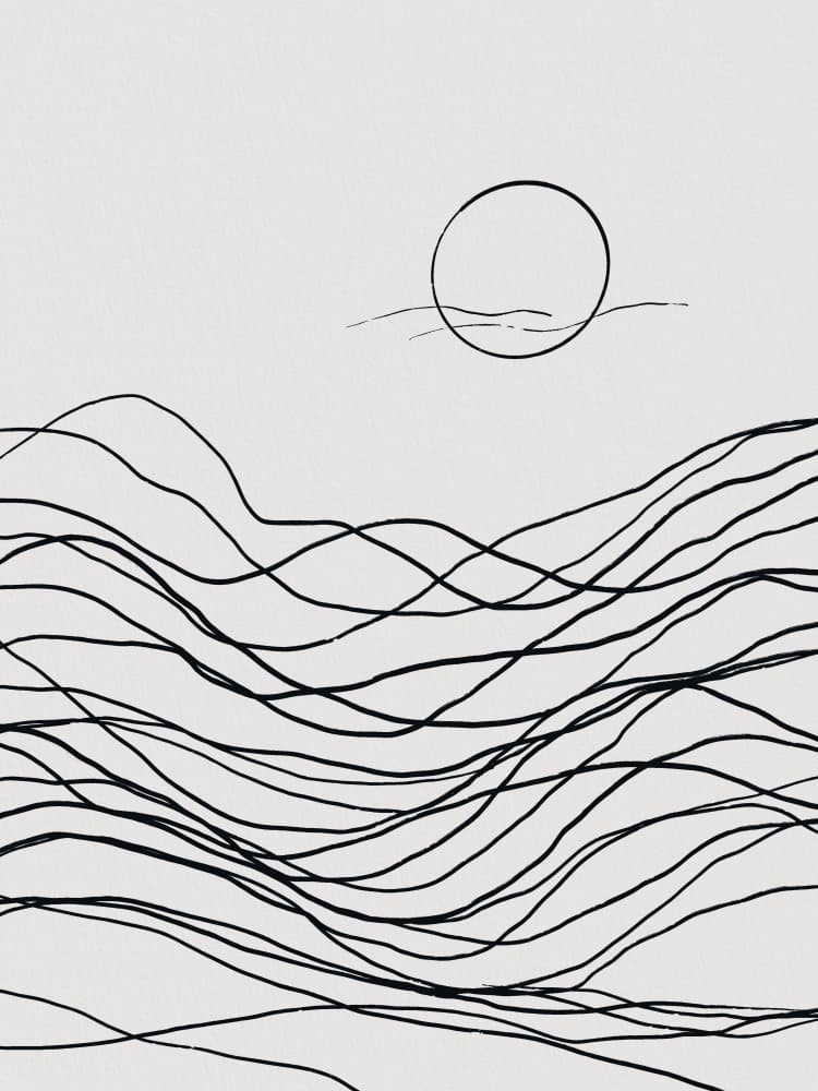 Minimalist Sun Over Waves by Little Dean — canvas wall art