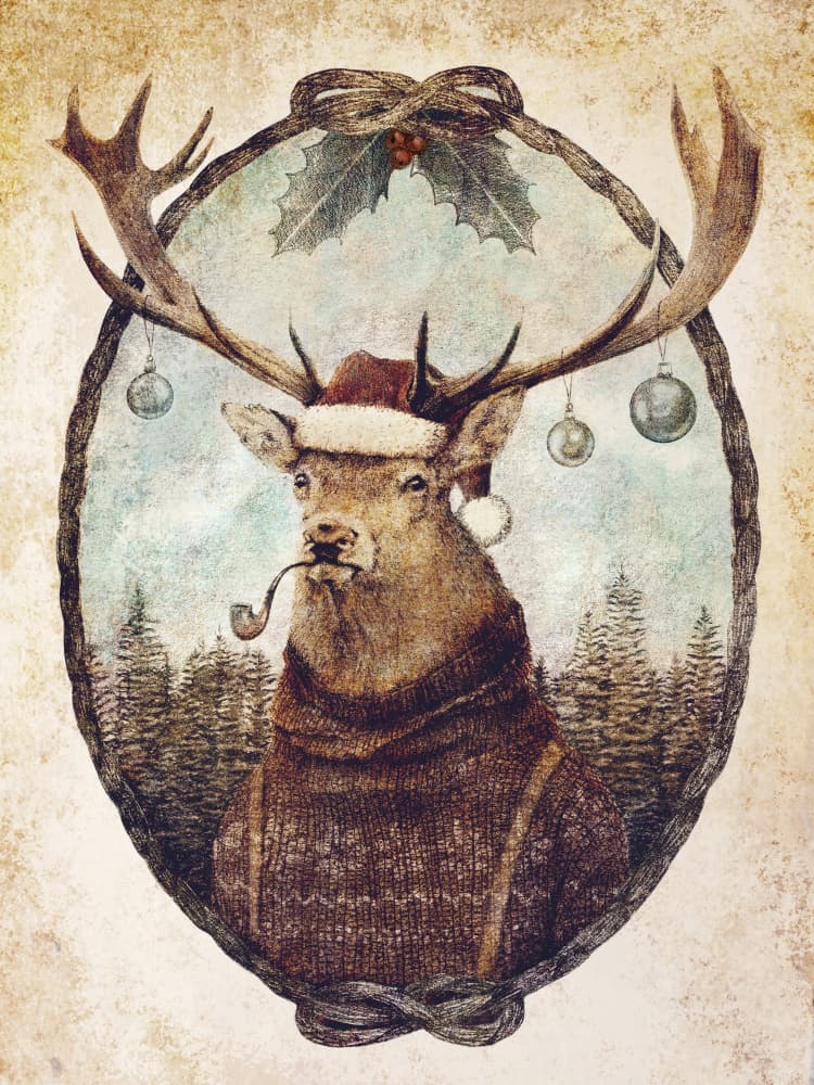 Thinking Wild Christmas by Mike Koubou — canvas wall art