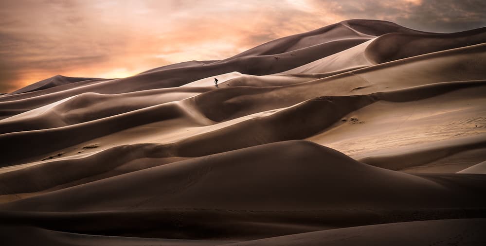 Sunset Over Sand Dunes by Lior Yaakobi — canvas wall art
