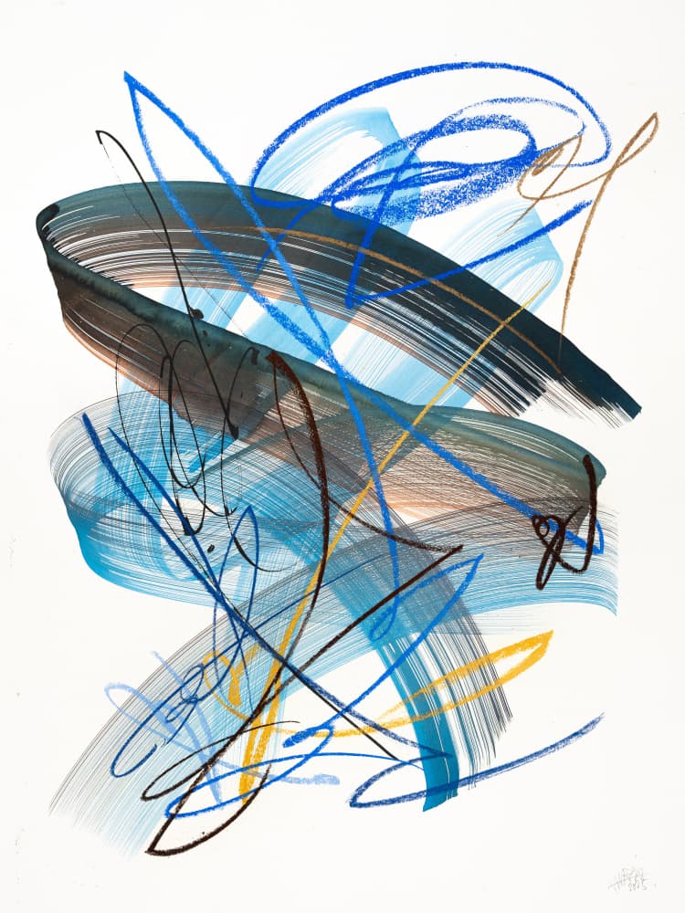 Dynamic Blue Strokes by Mette Rix — canvas wall art