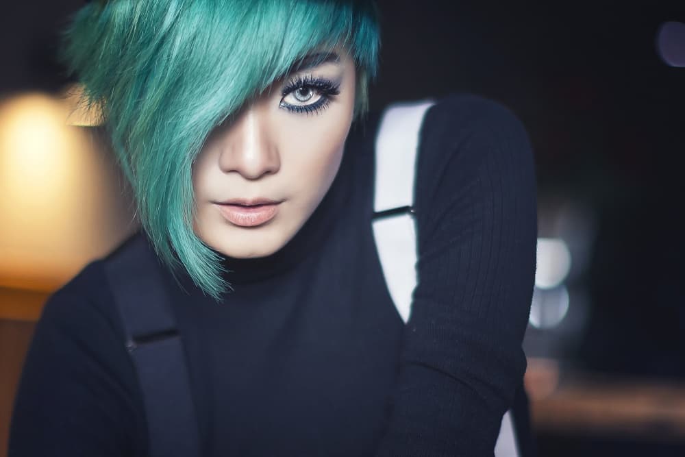 Teal Hair Portrait by ronaldnovianus — canvas wall art