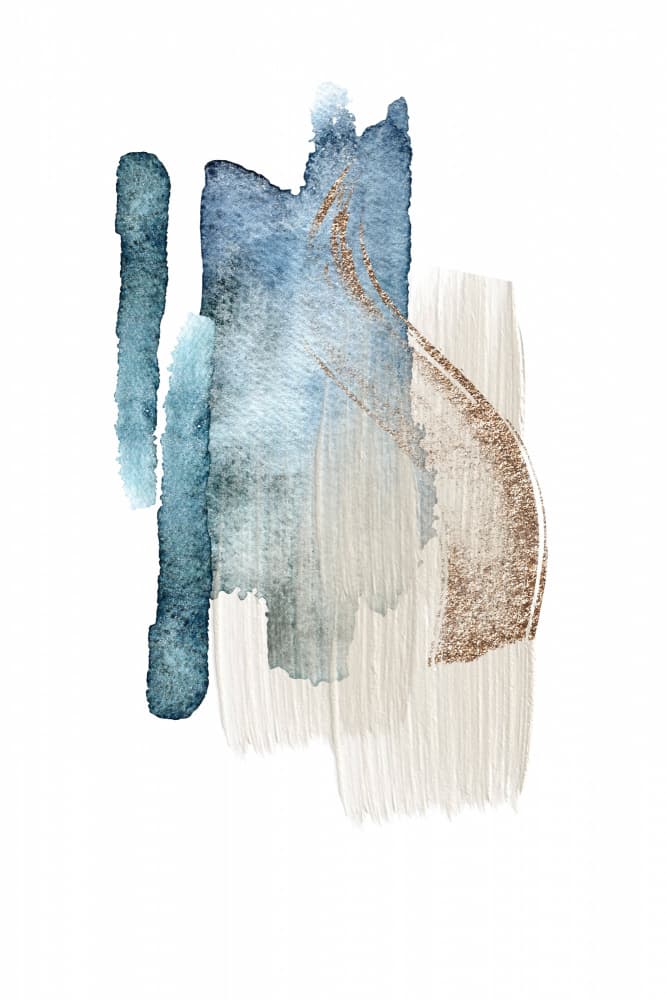 Elegant Blue Gold Strokes by Sally Ann Moss — canvas wall art