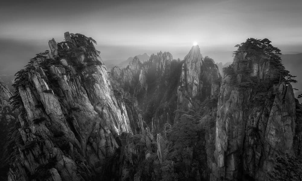 Misty Mountain Sunrise by Joshua Zhang — canvas wall art
