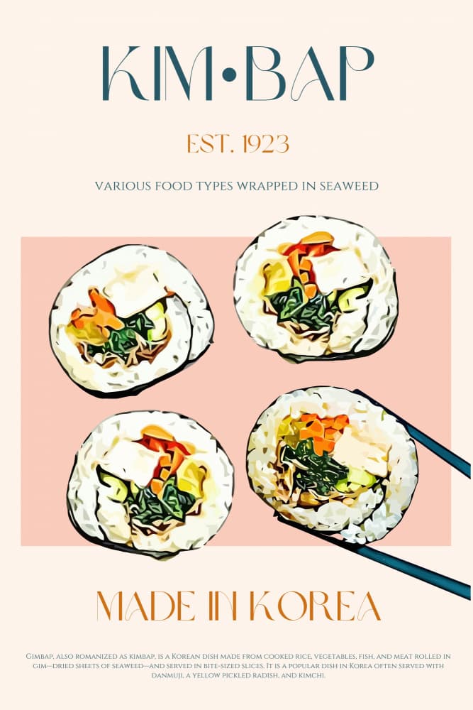 Korean Kimbap Rolls by Nazma Khokhar — canvas wall art