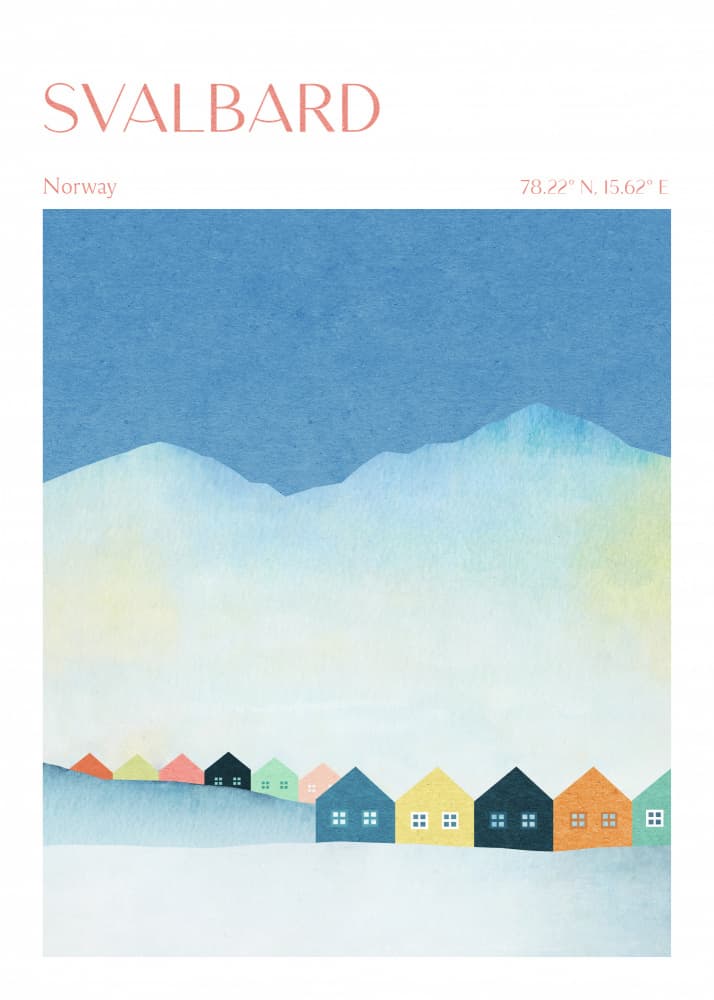 Colorful Svalbard Winter Village by longwayhome — canvas wall art