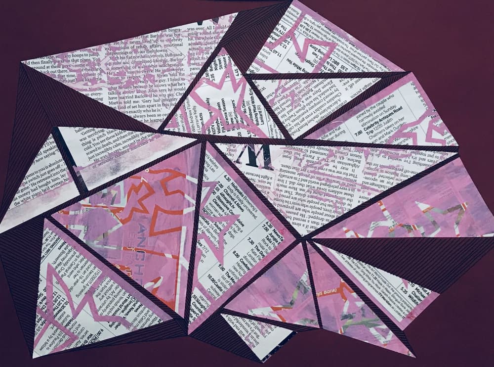 Pink Geometric Collage by kellymariesmith — canvas wall art
