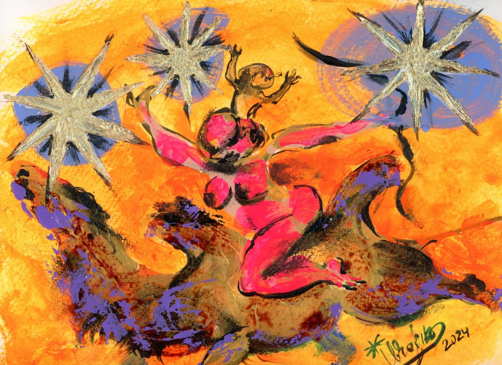 Celestial Rider Woman by Kanat Ibragimov — canvas wall art