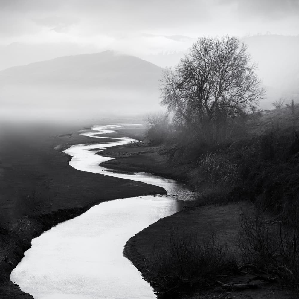 Winding River Through Mist by George Digalakis — canvas wall art