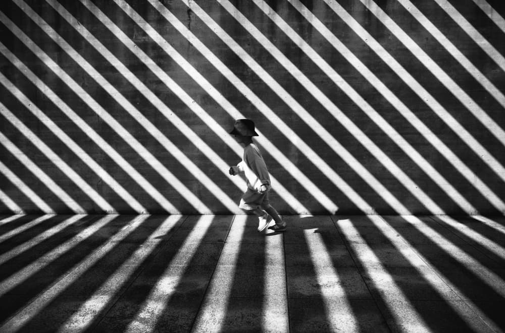 Child In Striped Shadows by Bong Goo Kang — canvas wall art