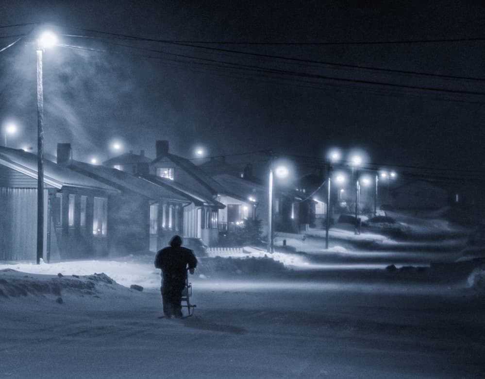 Solitary Winter Night by Mette Caroline Strøksnes — canvas wall art