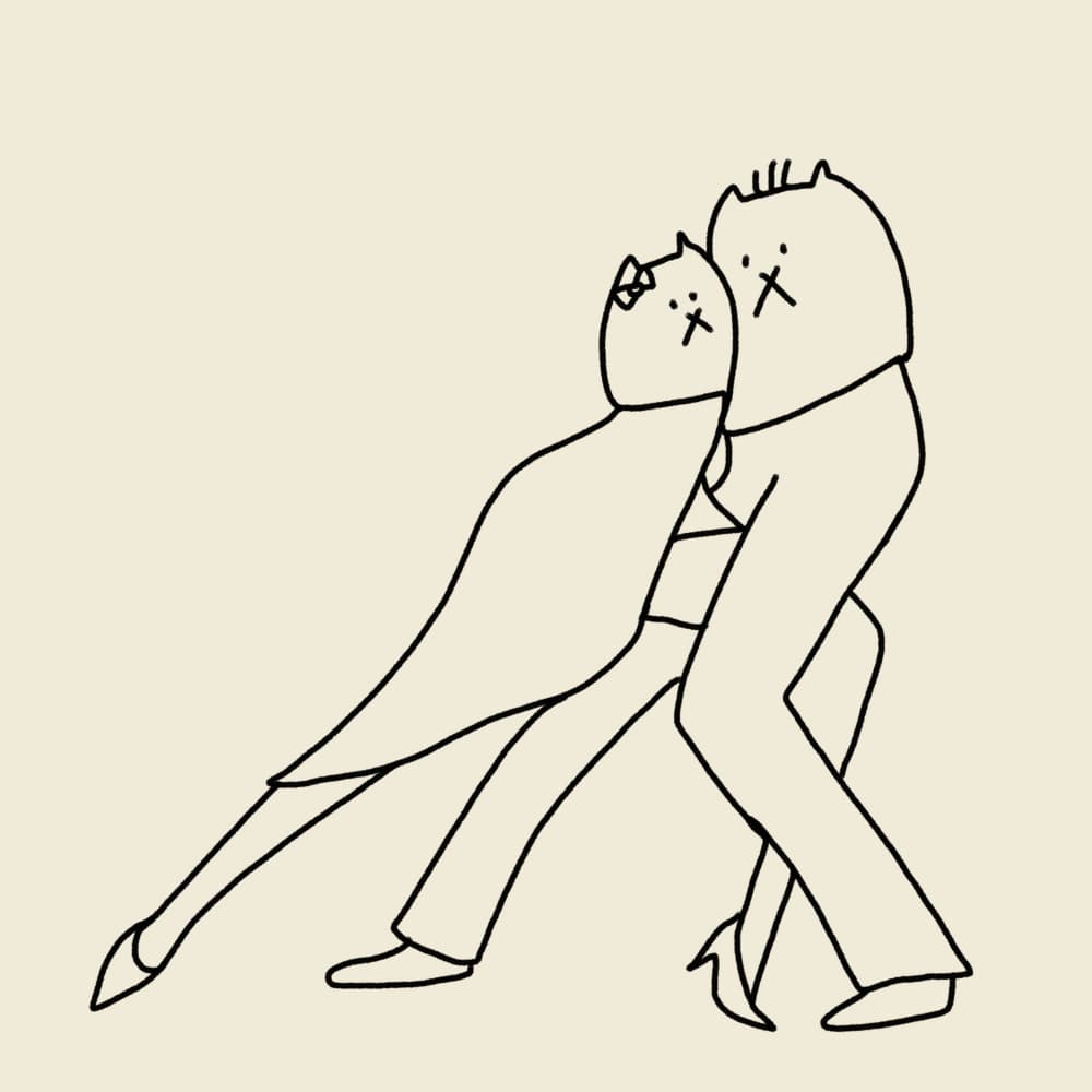 Tango Cat Couple by Little Dean — canvas wall art
