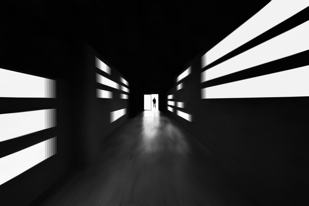 Lone Figure Dark Hallway by Florentinus Joseph — canvas wall art
