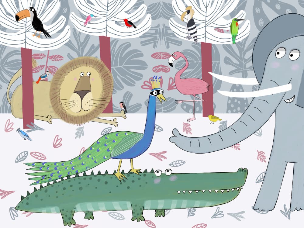 Happy Jungle Animals by Carla Daly — canvas wall art