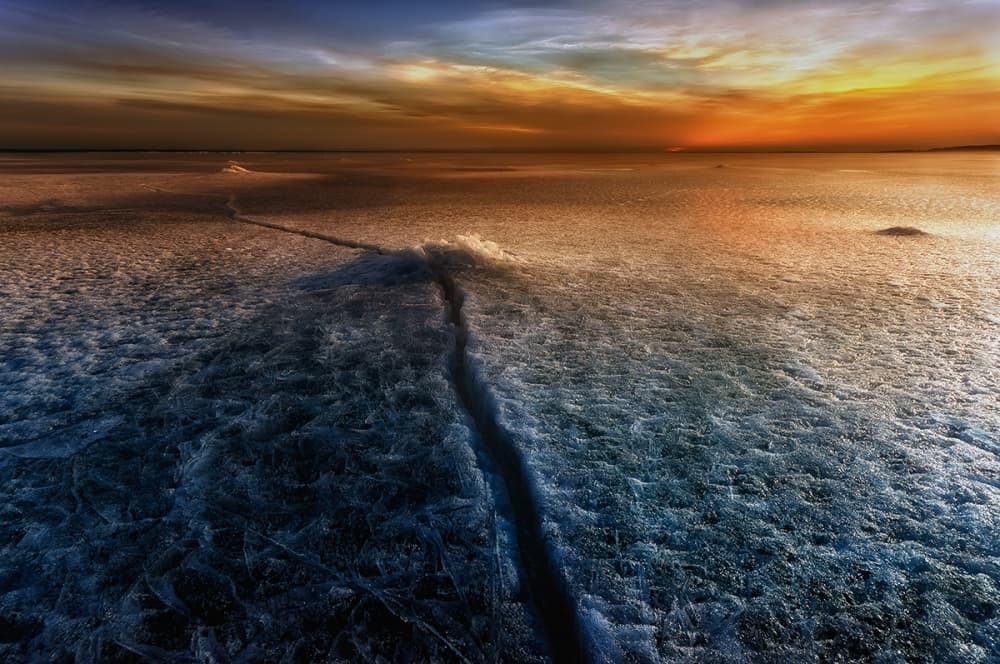 Cracked Ice Sunset by Piotr Krol (Bax) — canvas wall art