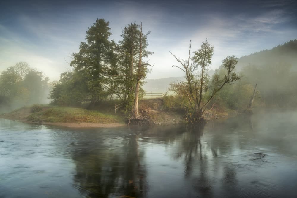 Misty River Morning by Benny Pettersson — canvas wall art