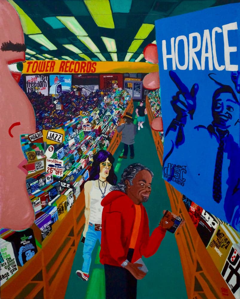 Vibrant Record Store by Steve Spencer — canvas wall art