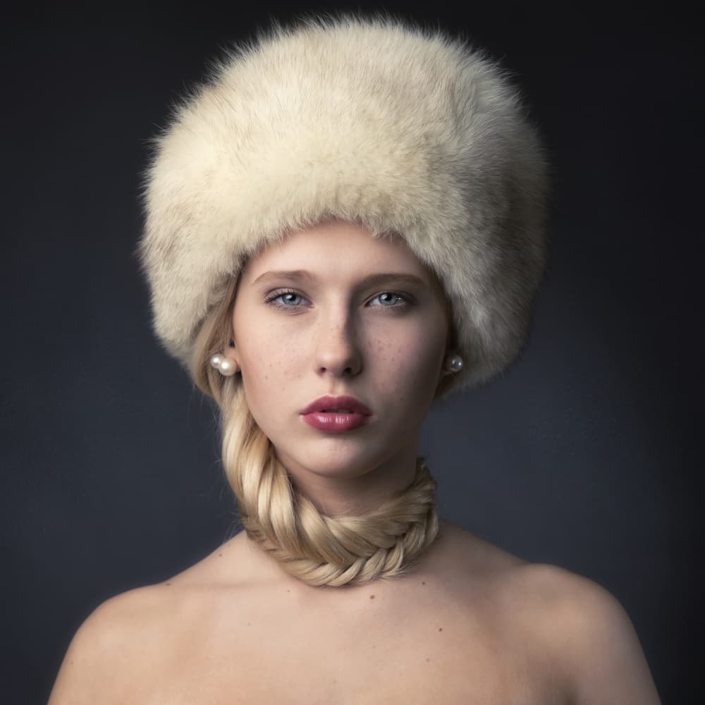 Elegant Woman Fur Hat by Elin Nordlien — canvas wall art