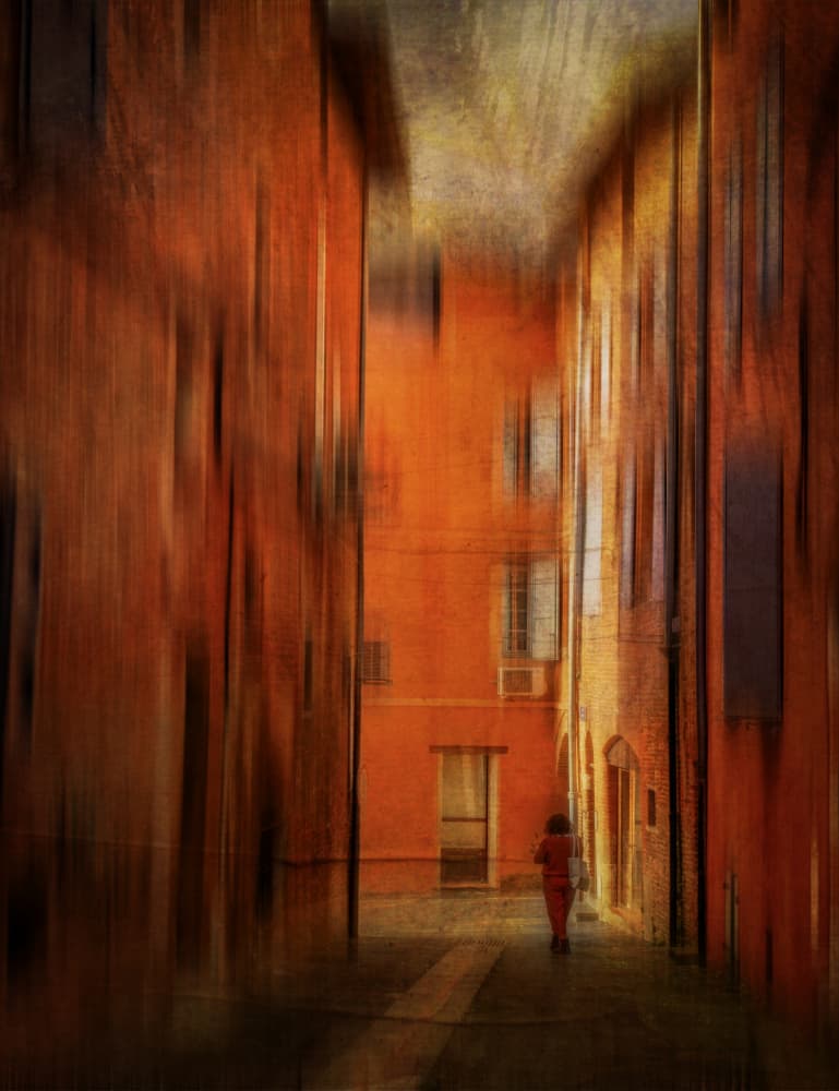 Orange Alley Walk by Michel Romaggi — canvas wall art