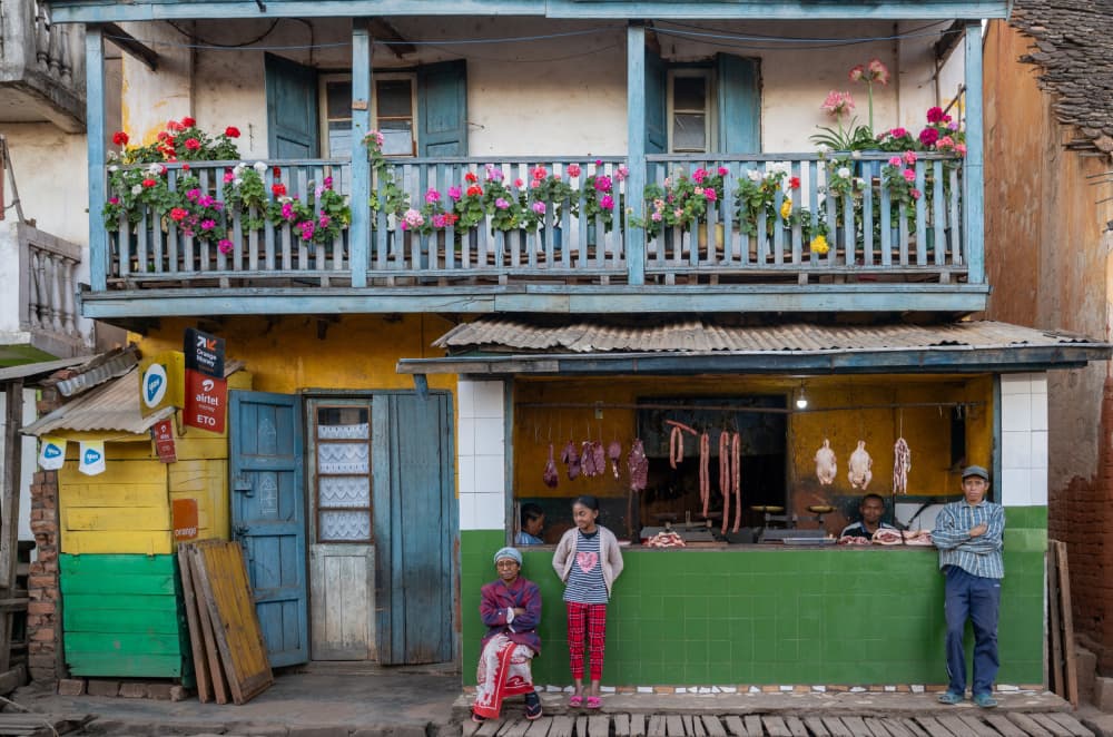Vibrant Town Street Shop by Ilana Lam — canvas wall art