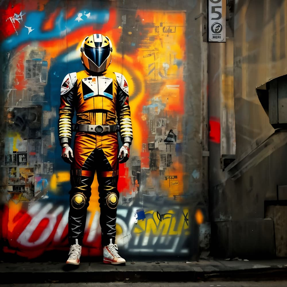Futuristic Urban Graffiti Suit by Cicero Spin — canvas wall art