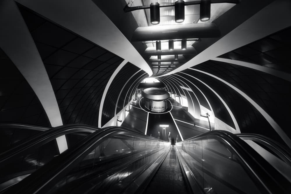 Futuristic Metro Tunnel by Dani Otero Sobrino — canvas wall art